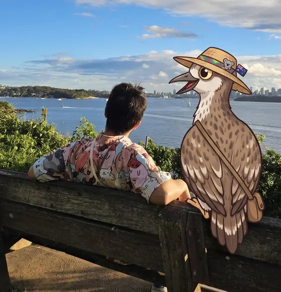 William with Hokan overlooking the water